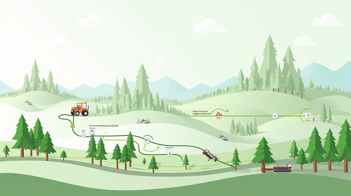 Imagen ilustrativa sobre Ilustración técnica que muestra el flujo del proceso de estudio de impacto ambiental y dictamen forestal, resaltando la interacción entre ingenieros y arboristas. para el artículo Estudio de impacto ambiental inmobiliario CDMX: guía 2026